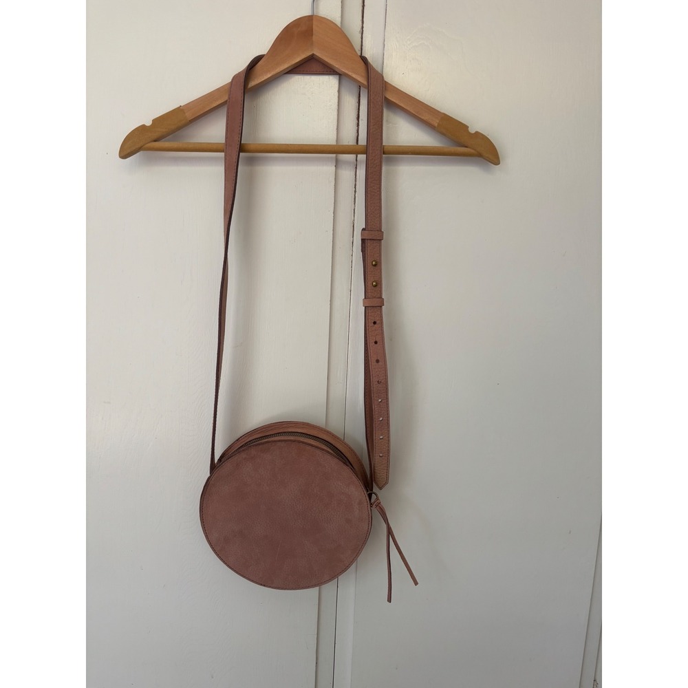 Madewell Marit Circle Crossbody Bag English Saddle Leather Round Purse Pink